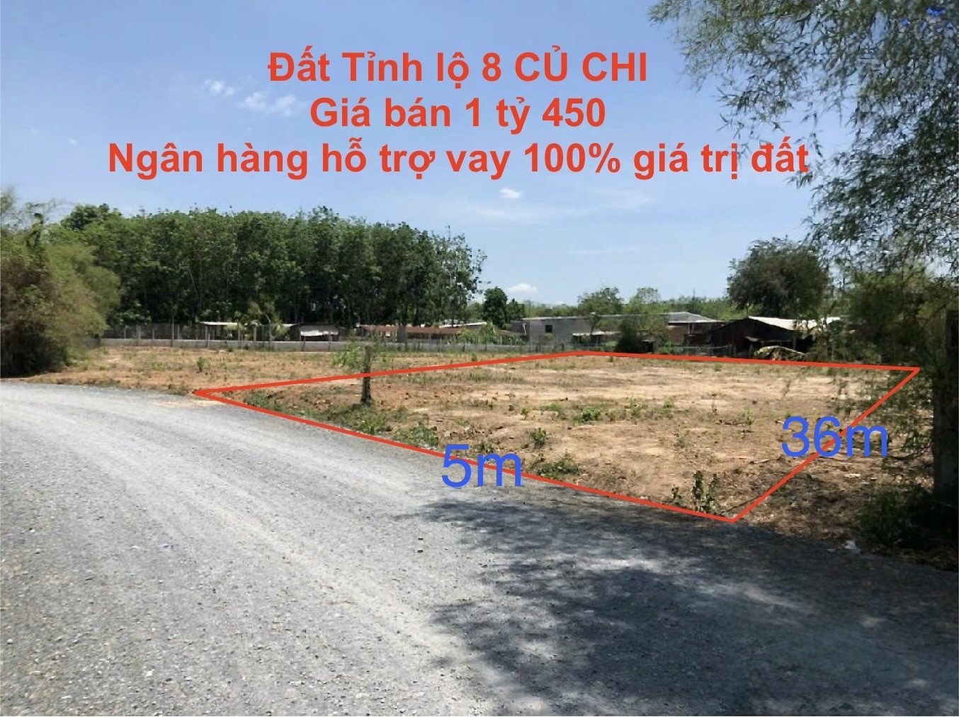 Đất thổ cư GIÁ ĐẦU TƯ ngay tỉnh lộ 8 dt 5x36m, ngân hàng hỗ trợ 100%