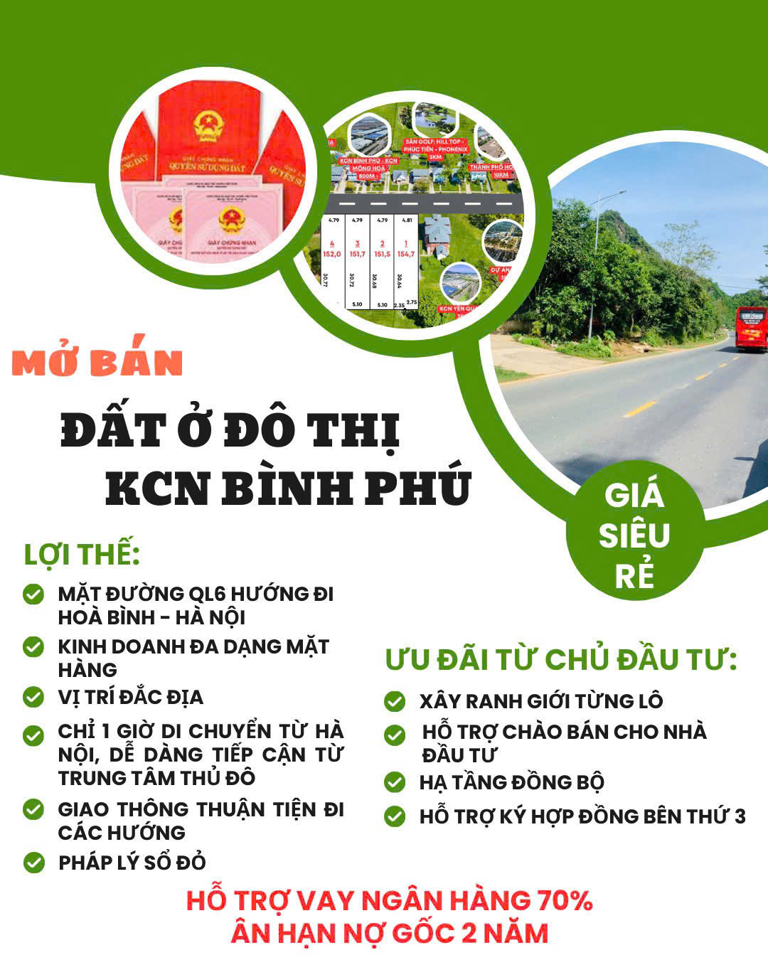 CHỈ HƠN 2 TỈ - SỞ HỮU NGAY ĐẤT SÁT KCN, MẶT ĐƯỜNG QL6