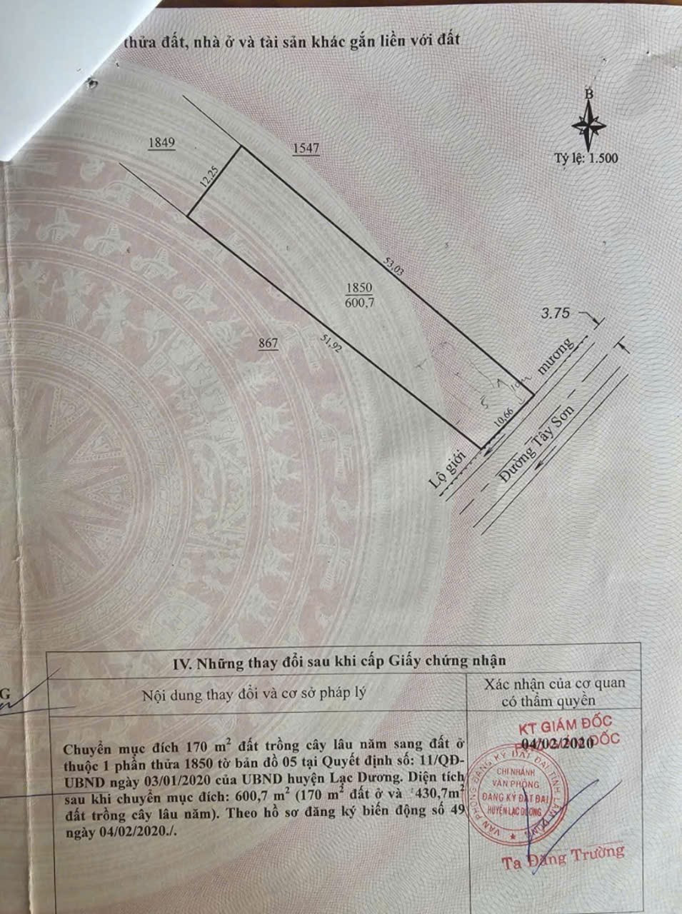 Lô đất xây dựng Lạc Dương- Đà Lạt- 600m- đất mặt tiền đường Tây sơn- cách trung tâm tp 10km