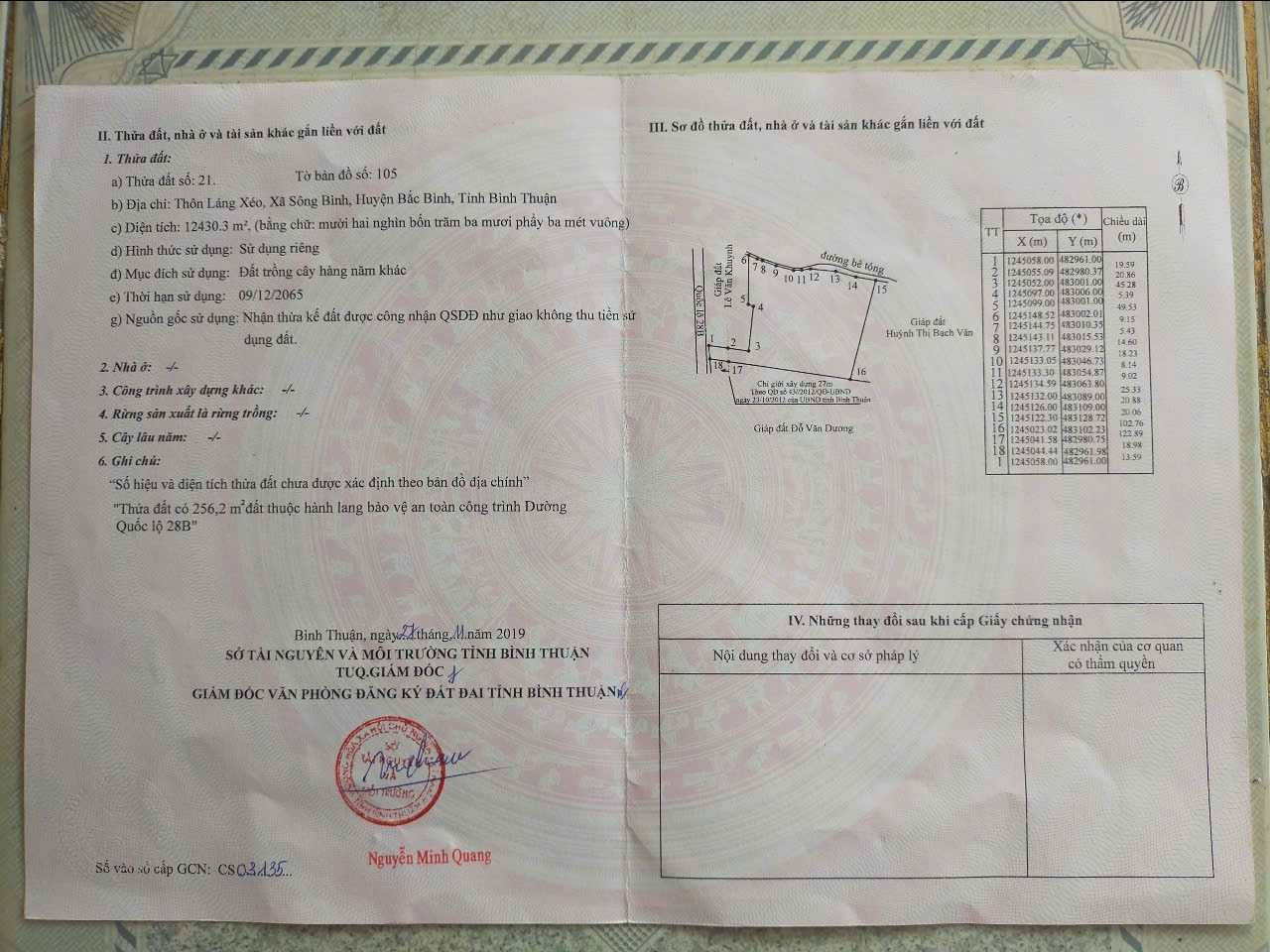 Bán đất 12430m² tại Ql28b xã sông bình Huyện Bắc Bình