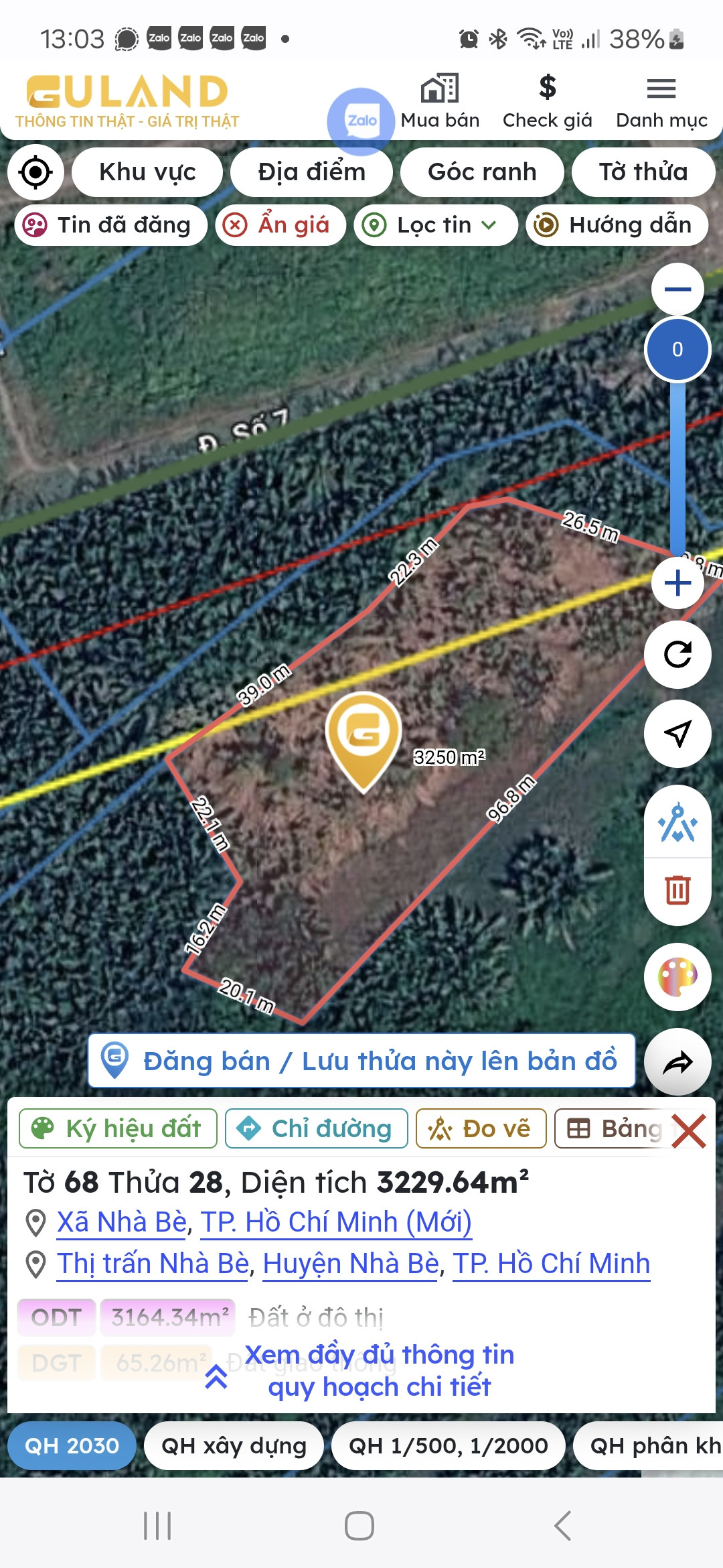 Bán mảnh lúa dt: 3446.8m2 Thị Trấn Nhà Bè