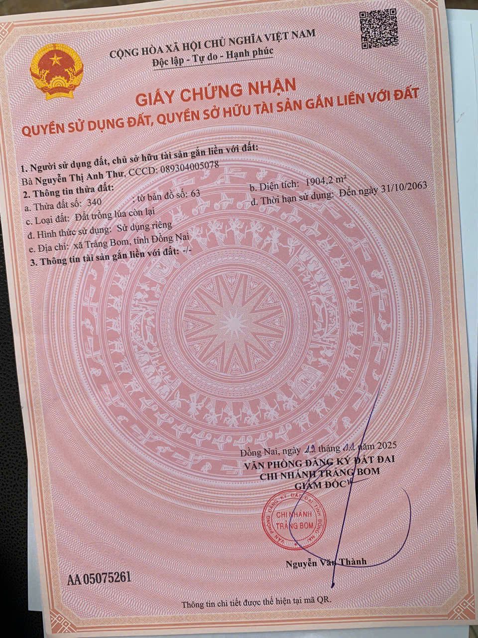 BÁN 1.904 m2, ĐẤT VƯỜN, GIÁ 1.7 TỶ, SỔ HỒNG CÔNG CHỨNG NGAY