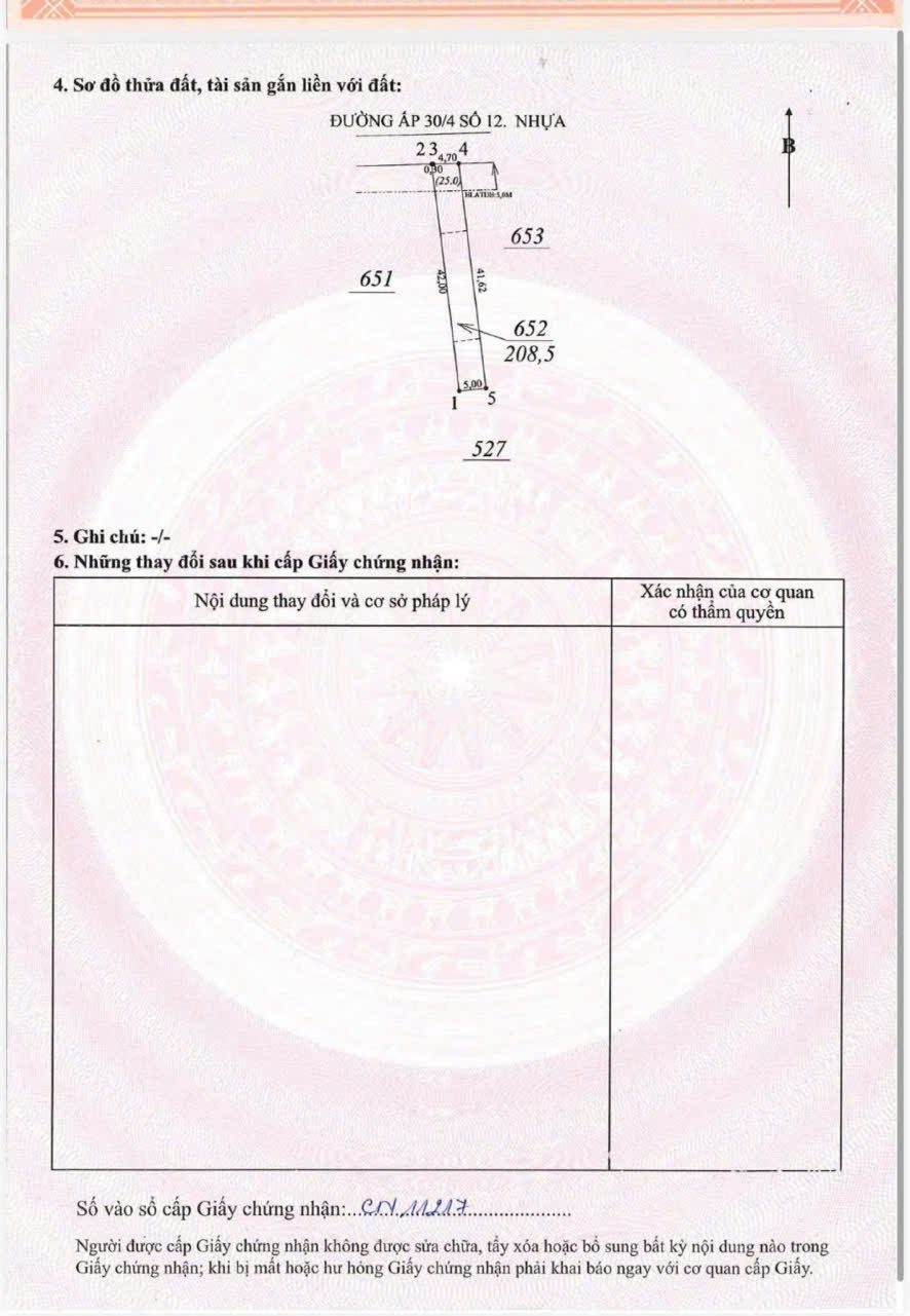 Bán lô đất 208m2 có sẵn 100m2 thổ cư gần ngay trung tâm xã An Linh, Phú Giáo, Bình Dương cũ