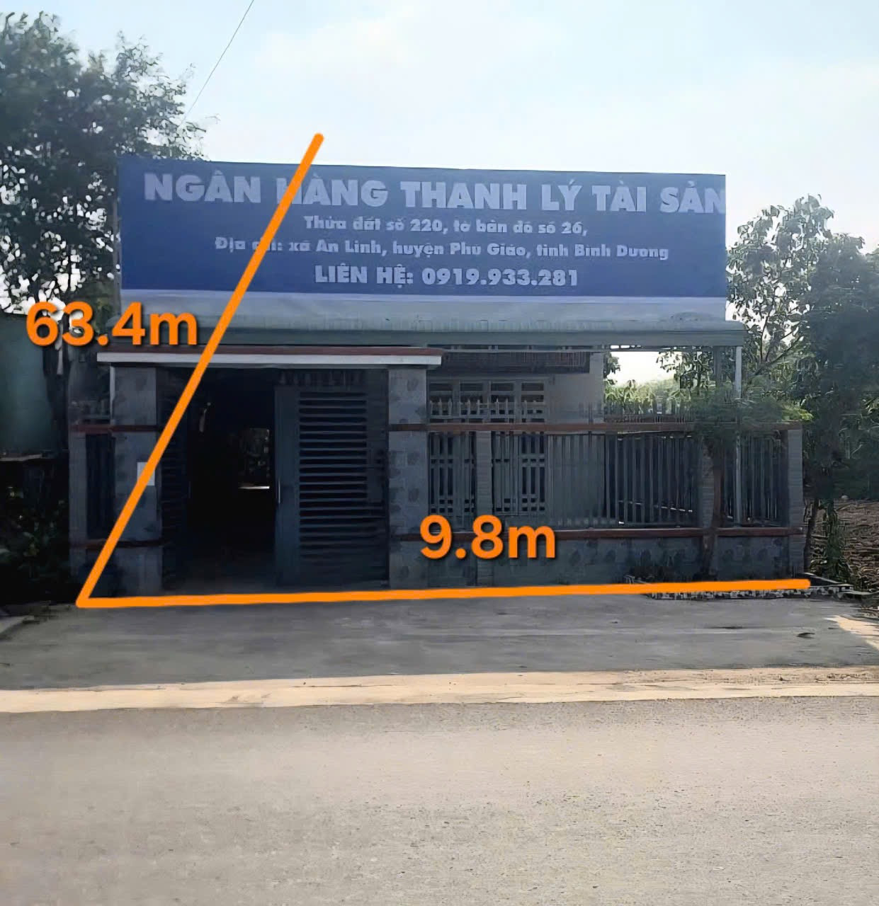 Bán nhà 595,3m² full thổ cư ngang 9,8m giá 2.65 tỷ tại Xã An Long