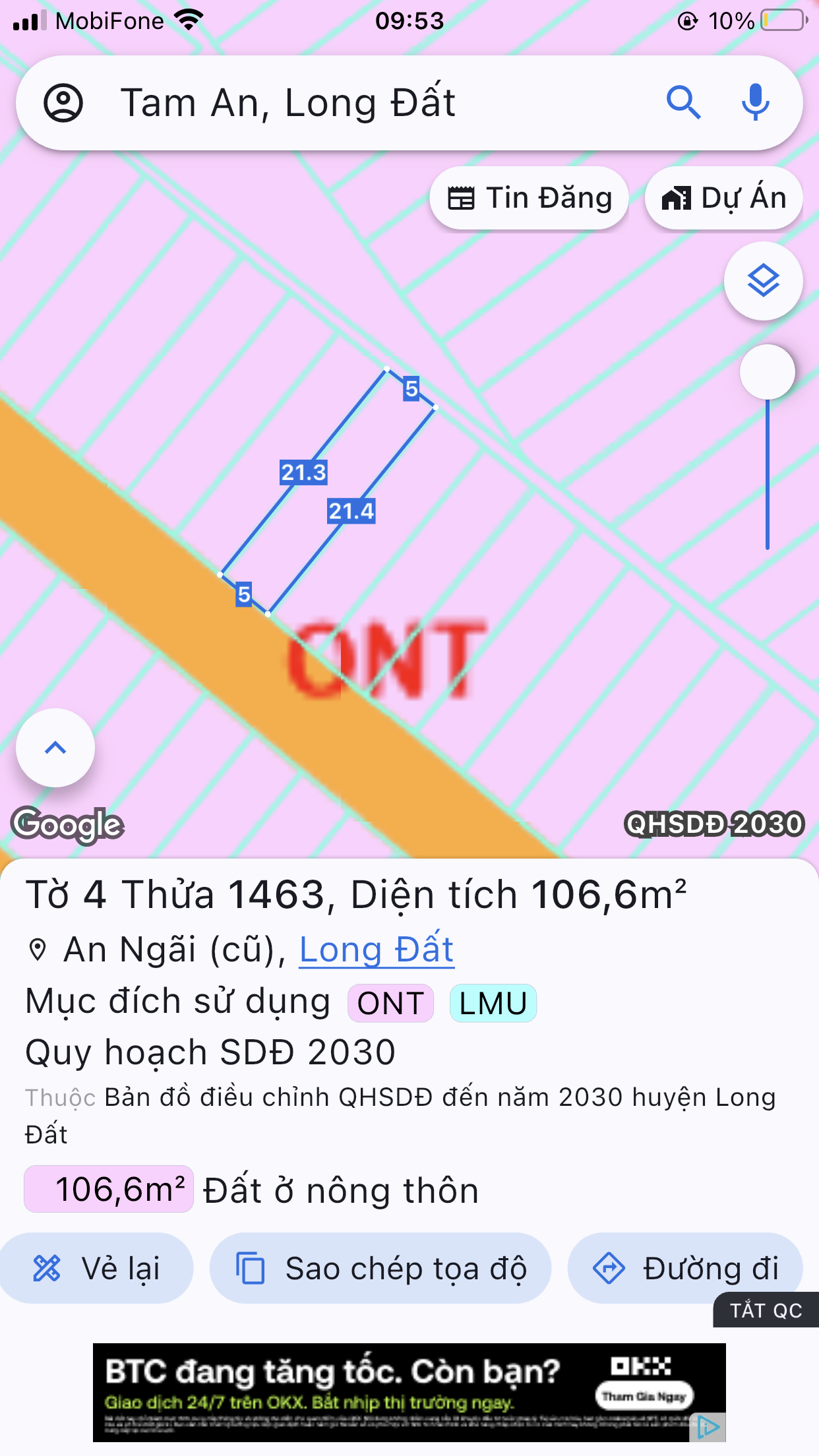 Bán đất 106m2 thổ cư 100m2 giá 1.2tỷ tại xã An Ngãi huyện Long Điền Bà Rịa Vũng Tàu