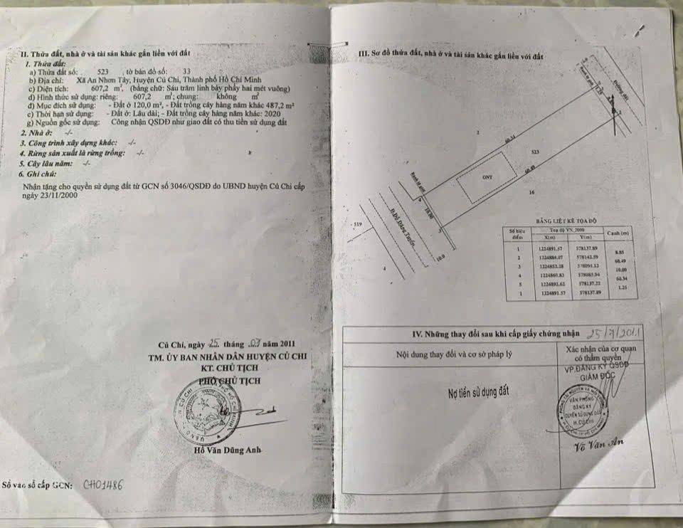 (L778.1) Đất mặt tiền Đỗ Đăng Tuyển, xã An Nhơn Tây, dt 607m2, thổ 120m2, giá 4 tỷ 500 thương lượng