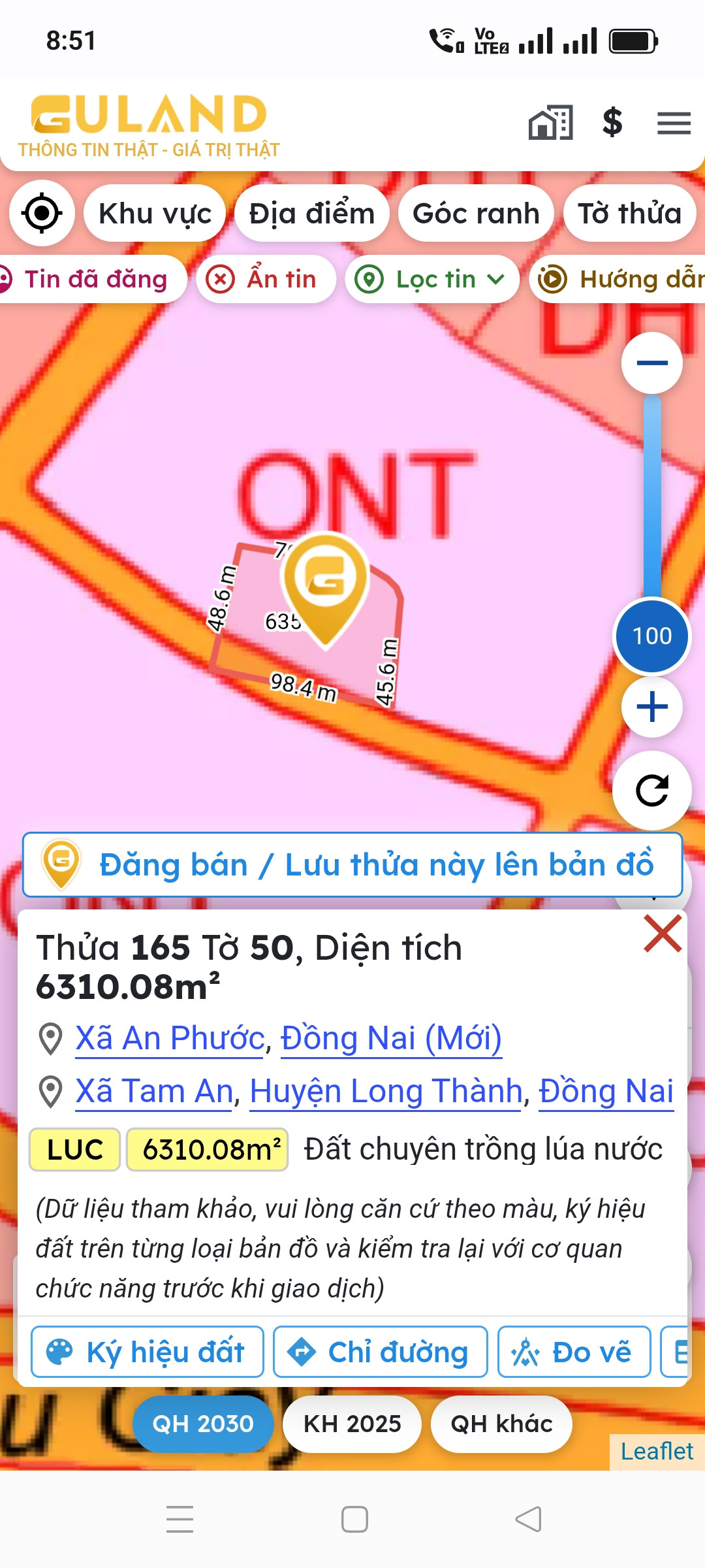 Bán đất 6310.1m² giá 14.5 tỷ Xã An Phước