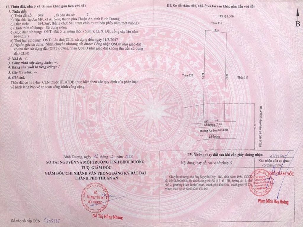 Bán đất  MT đường AS-01 diện tích  695m2 giá chỉ 11.3 triệu/m2