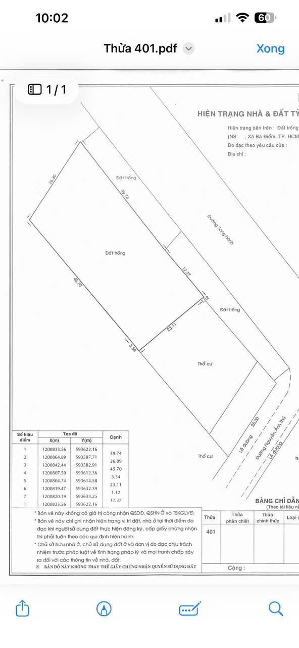 Bán đất 1322.5m² có sẵn 1182m² thổ cư ngang 25m tại Xã Bà Điểm