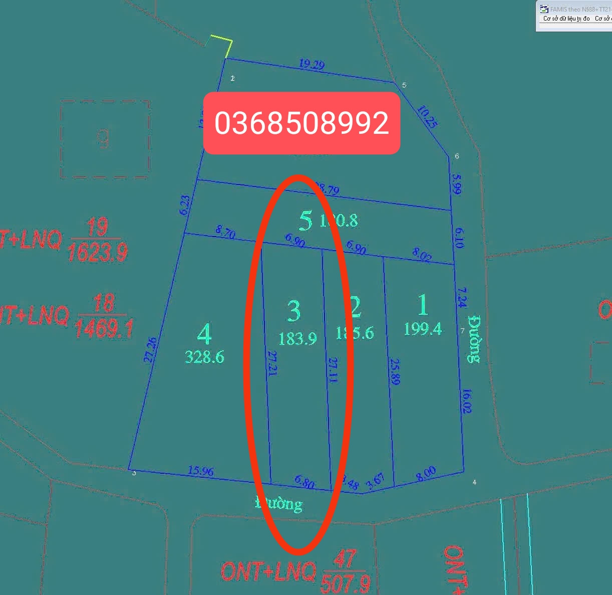 Bán đất 183,9m² ngang 6,8m giá 1.12 tỷ Xã Bắc Lũng