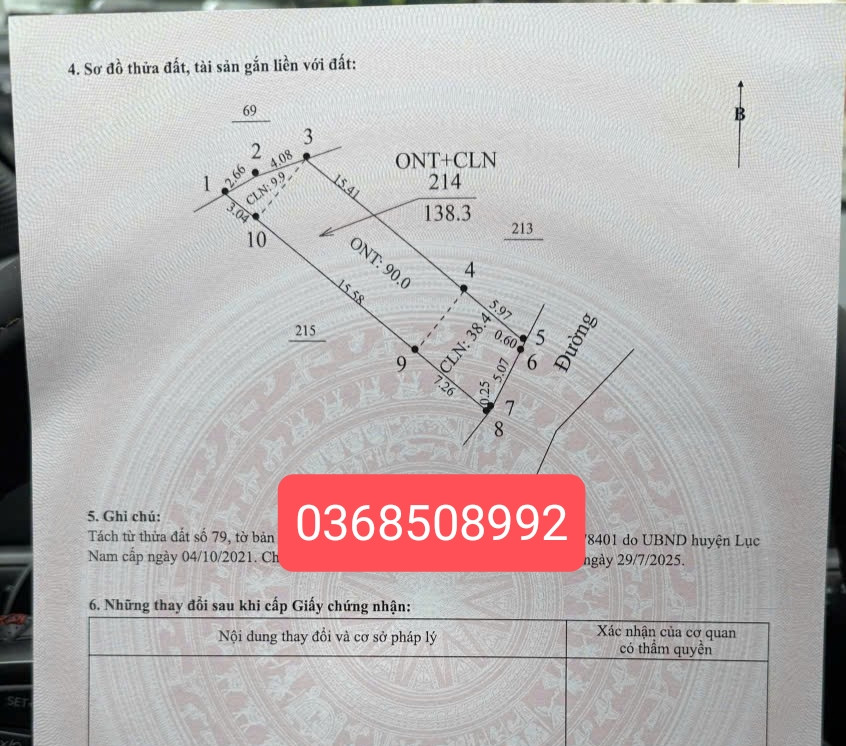 Bán đất 138m² ngang 6m giá 950 triệu Xã Bắc Lũng