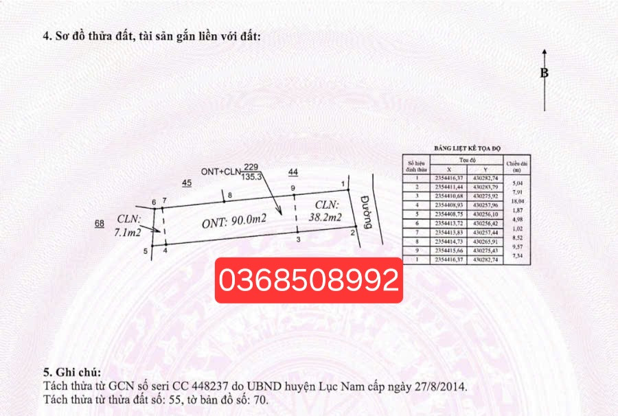 Bán đất 135m² ngang 5m giá 940 triệu Xã Bắc Lũng