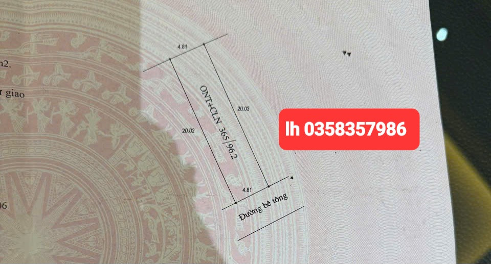 Bán đất 96.2m² ngang 4.81m giá 800 triệu Xã Bắc Lũng
