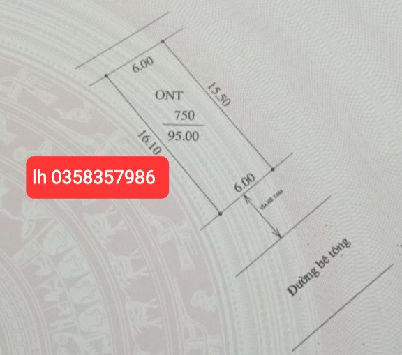 Bán đất 95m² full thổ cư ngang 6m giá 2.7 tỷ tại Xã Bắc Lũng