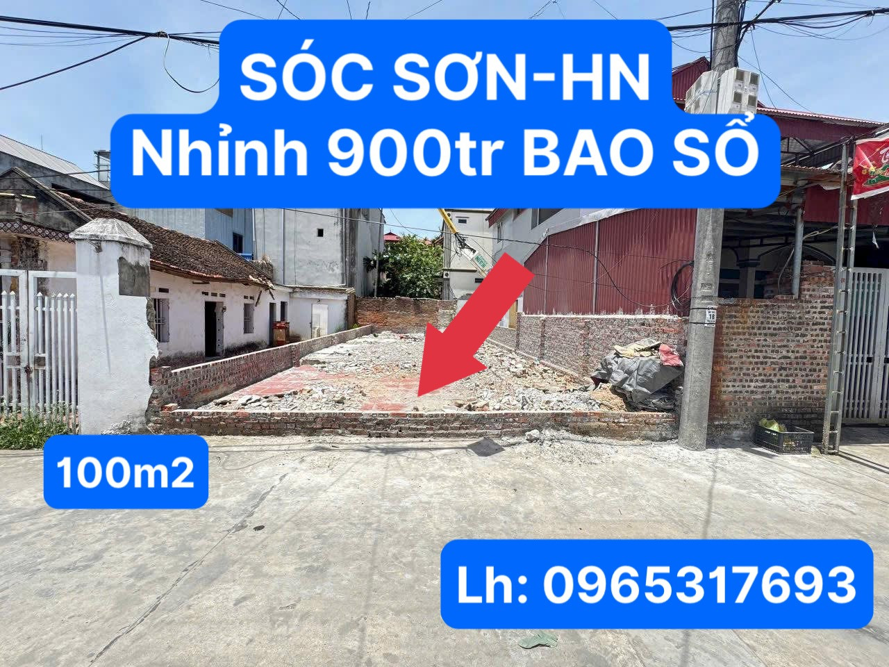 Ông bà chia cho mảnh đất ở Sóc Sơn nhưng không ở nay cần tiền nên bán gấp, dt 100m2 - mt 5,8m full thổ cư, đất vuông vắn mặt tiền đẹp, đường rộng 2 ô tô tránh nhau.