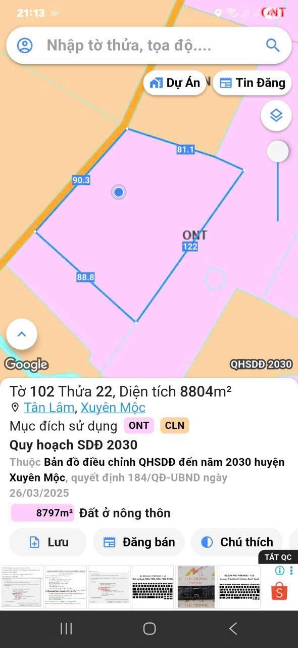 300M2 THỔ CƯ - GIÁ 602K/M2