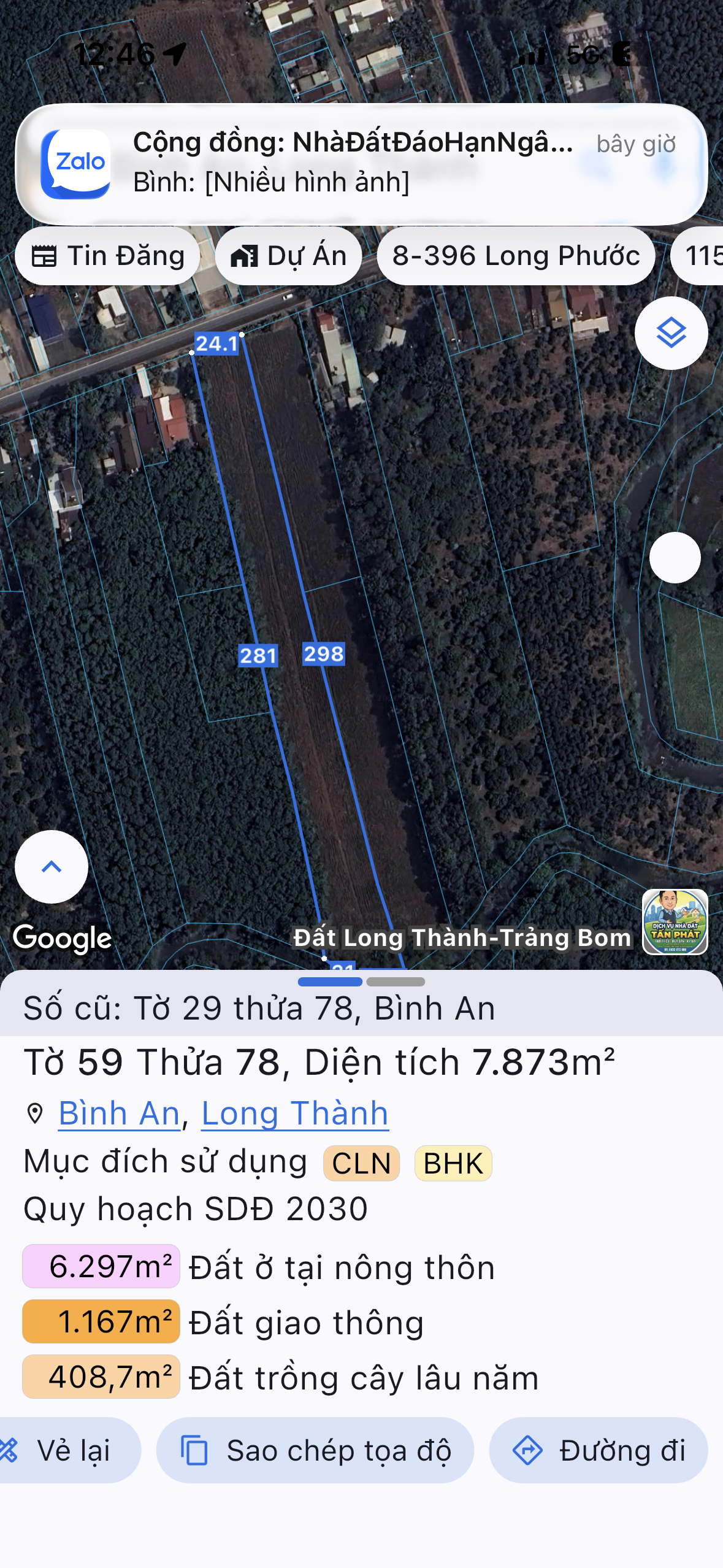 Bán đất 7873.4m² ngang 24m giá 32 tỷ tại Xã Bình An
