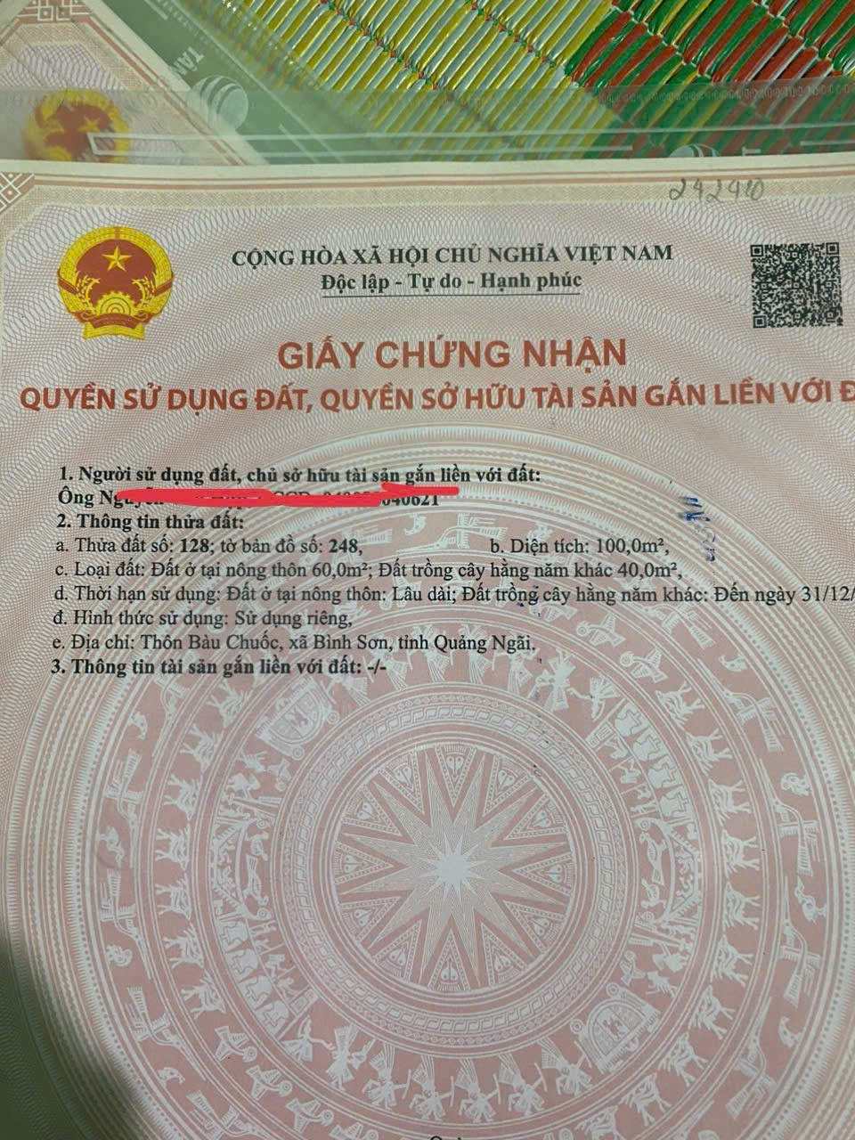 Bán lô đất mặt bằng bình Chánh thôn bàu chuốc khu tái định cư