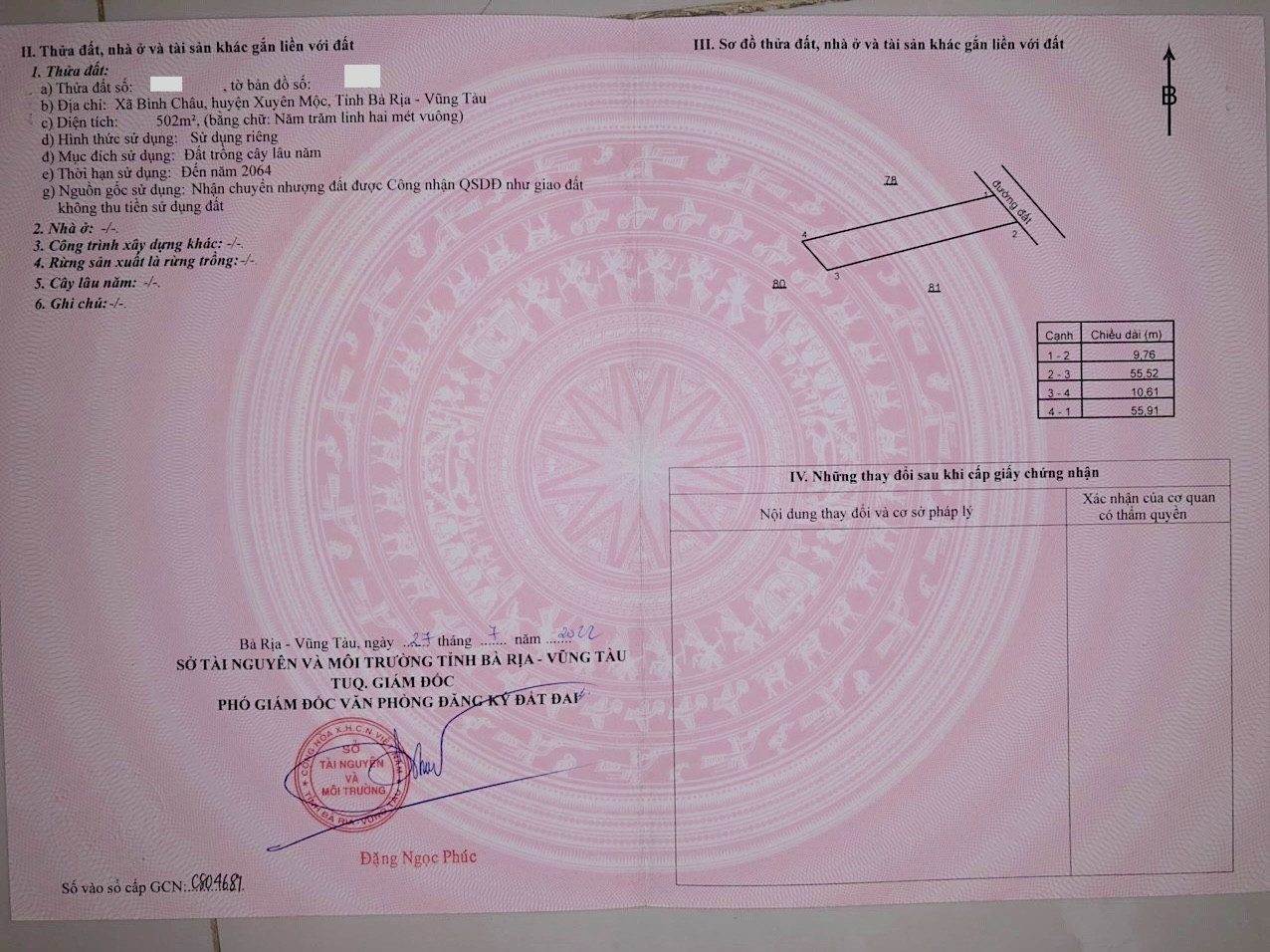 Chủ cắt lỗ cần bán gấp 502m² ngang 9,76m giá 1.5 tỷ tại Xã Bình Châu.