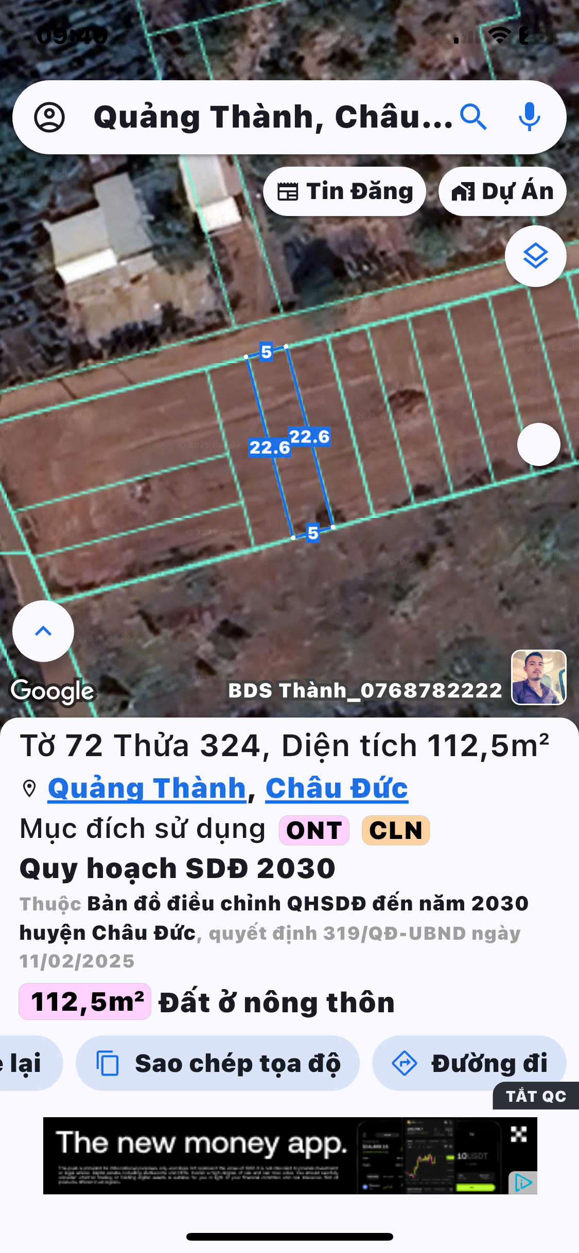 Bán đất 112,5m² ngang 5m giá 490 triệu Xã Bình Giã