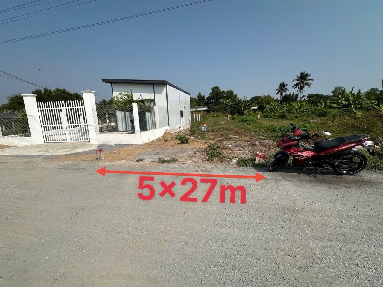 Đất thổ cư, đường đan 6m. nền cao ráo 5x27m