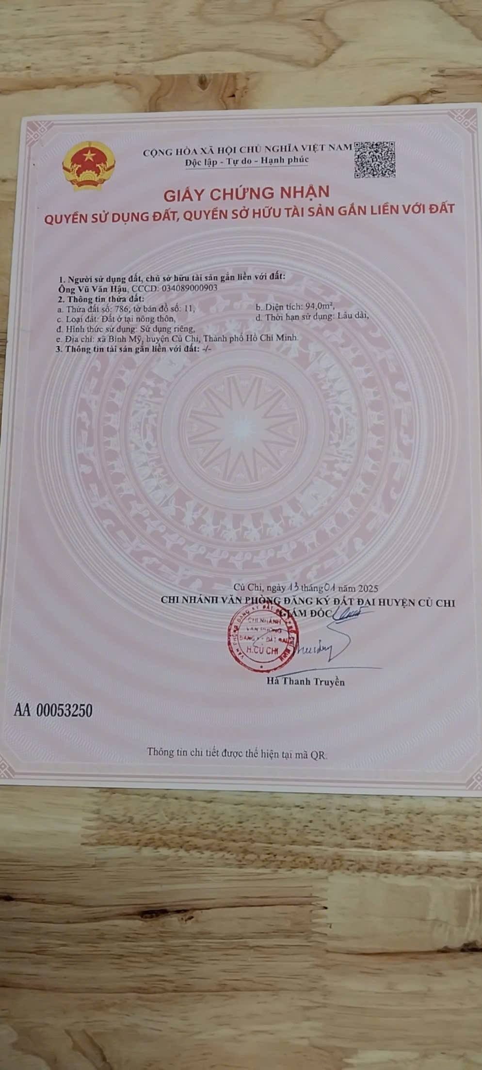 (NGƯNG BÁN)Bán đất 94m² full thổ cư ngang 5m giá 2.2 tỷ tại Xã Bình Mỹ