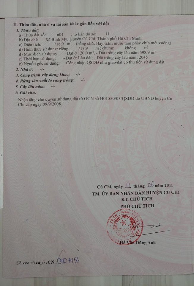 (Ngưng bán)Bán đất 719m² có sẵn 300m² thổ cư ngang 14m giá 11.2 tỷ tại Xã Bình Mỹ
