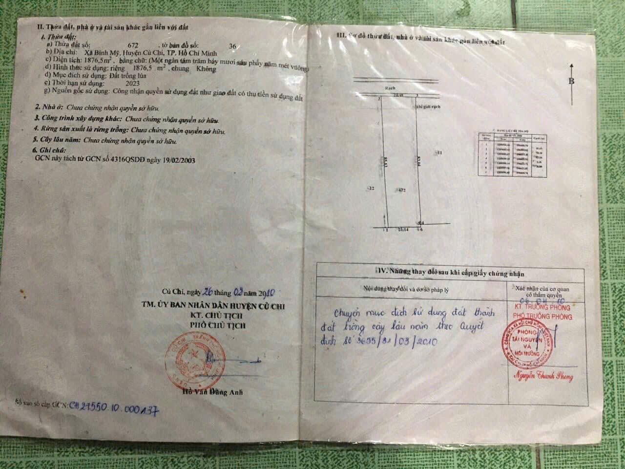 Bán đất 1877m² ngang 22m giá 8.45 tỷ tại Xã Bình Mỹ