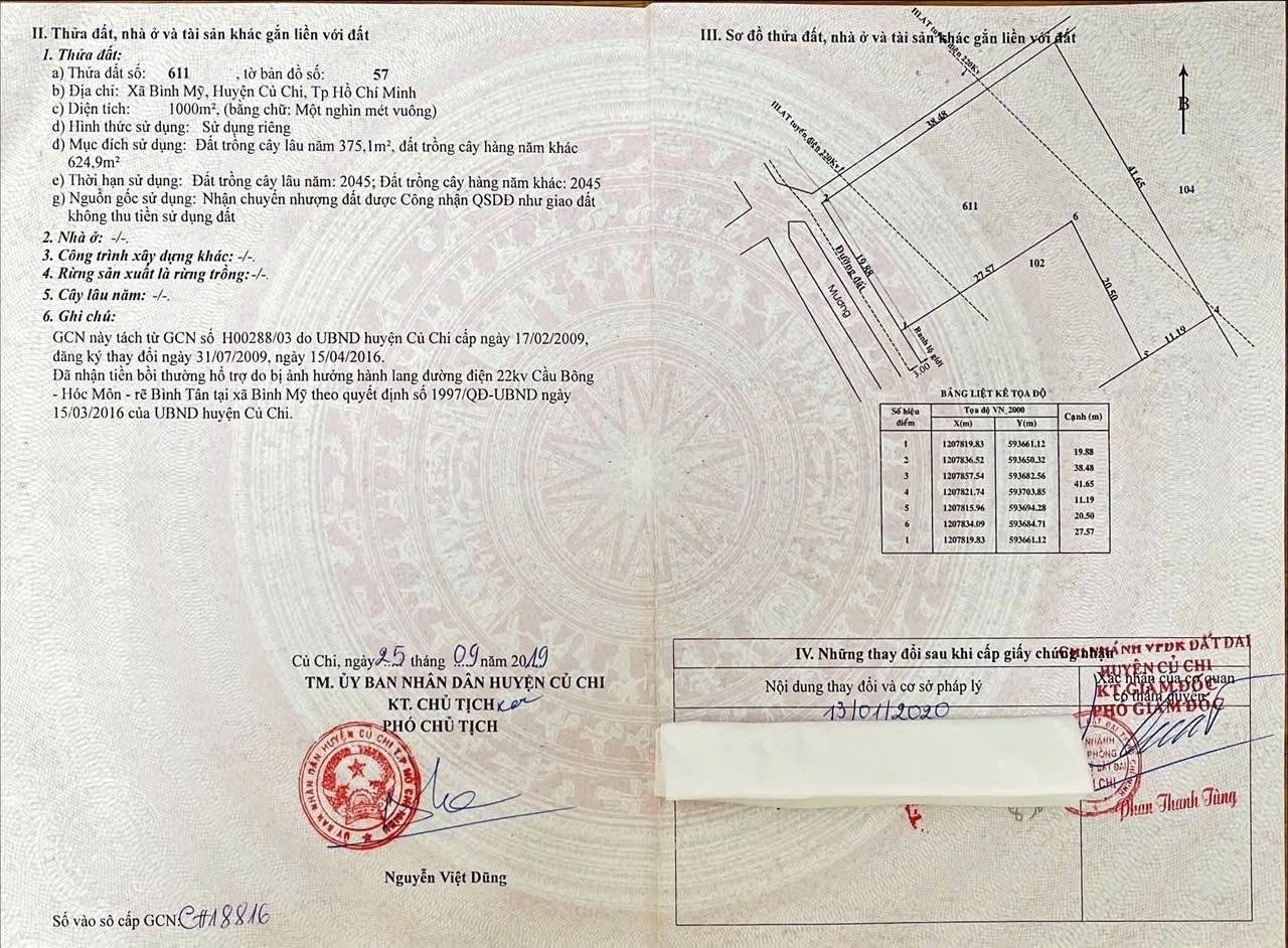 Bán đất 1000m² ngang 20m giá 2.9 tỷ tại Xã Bình Mỹ