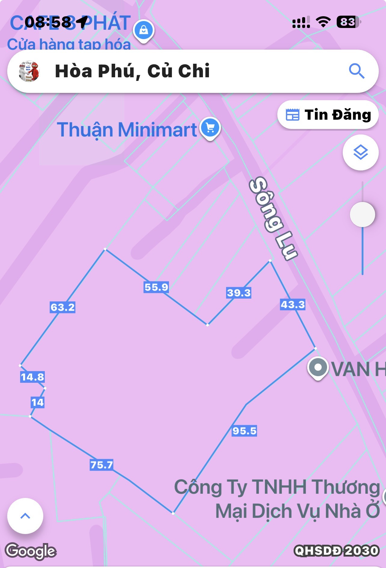 Bán đất 7953m² có sẵn 7909m² thổ cư ngang 49m giá 5.9 tỷ tại Xã Bình Mỹ