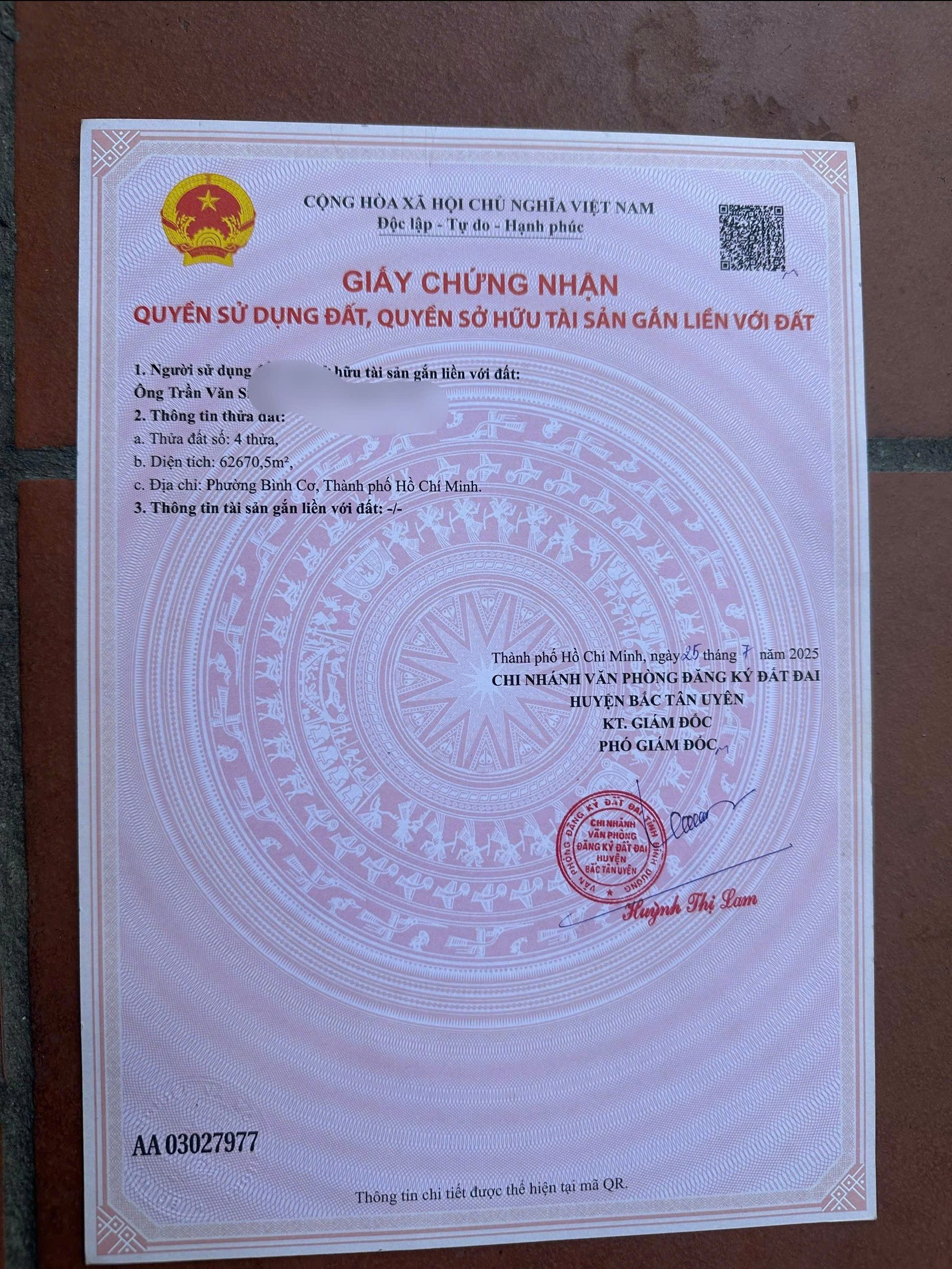 Đất Vị Trí Đẹp Giá F0 CẦN BÁN Nhanh LÔ ĐẤT Phường Bình Cơ, HCM