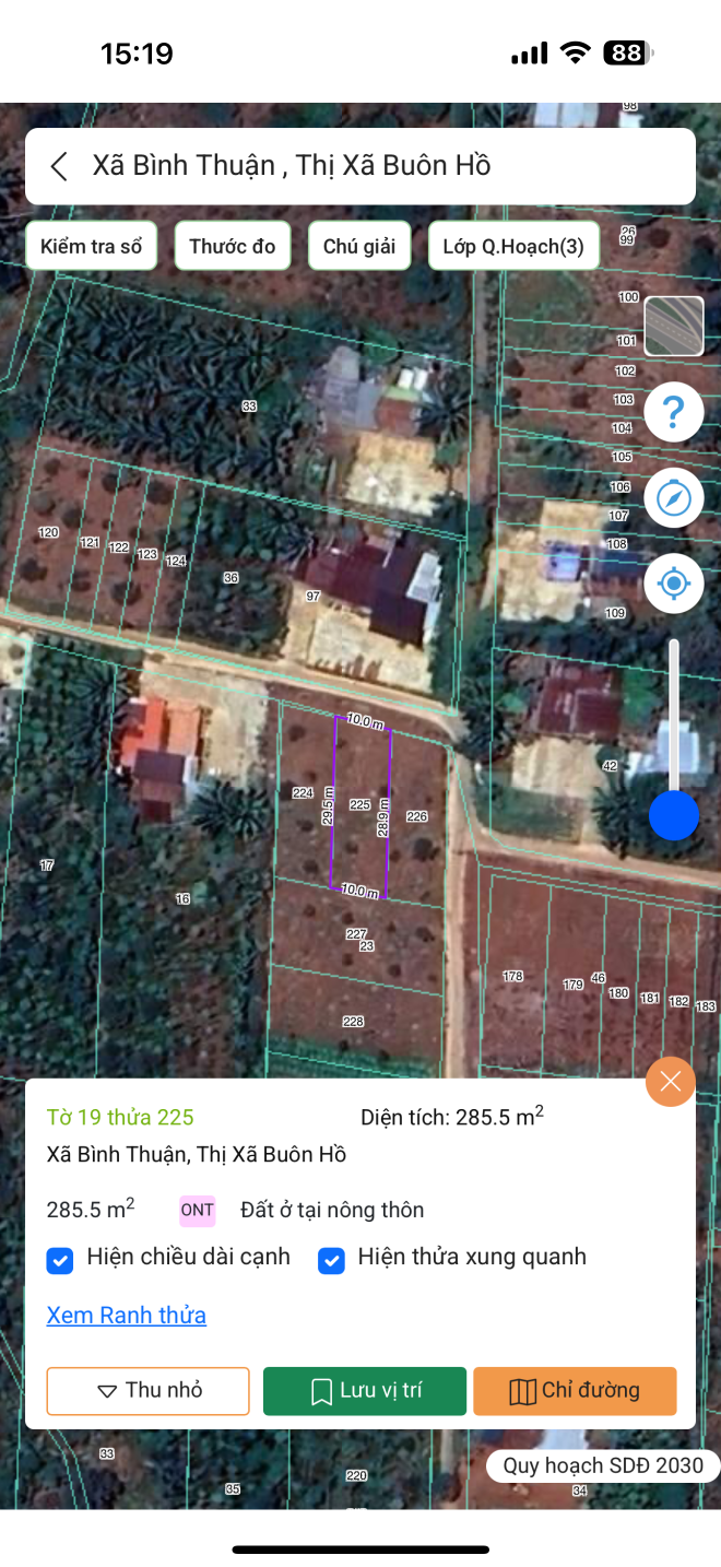 Bán đất 285.5m² có sẵn 60m² thổ cư ngang 10m giá 550 triệu tại Xã Bình Thuận Thị xã Thị Xã Buôn Hồ