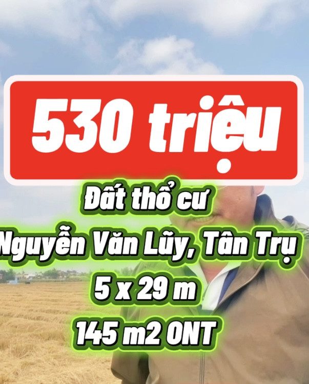 6 lô thổ cư Nguyễn Văn Lũy chỉ 530 triệu/lô