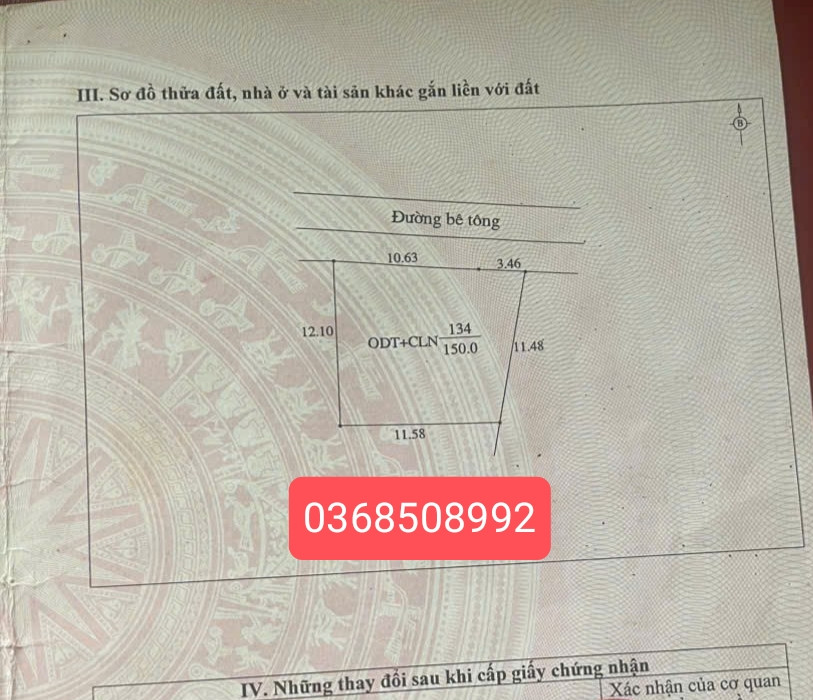 Bán đất 150m² ngang 14m giá 1.6 tỷ Xã Bố Hạ