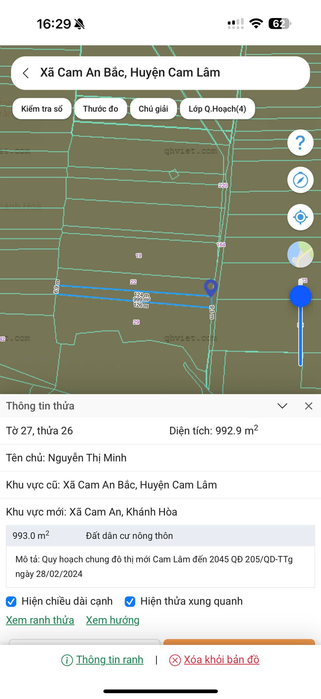 HIỀN LƯƠNG- CAM AN -- 9 X 124 - QUI HOẠCH ĐẤT Ở MỚI --  GIÁ CHỈ 500 TRIỆU