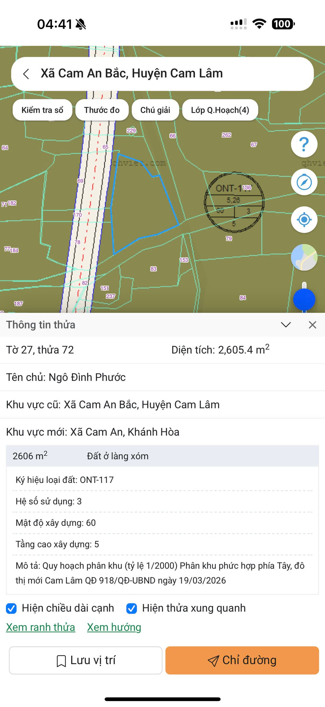 HIỀN LƯƠNG - CAM AN -- 2605M2 -- 41M MẶT TIỀN ĐƯỜNG BÊ TÔNG -- QUY HOẠCH ĐẤT Ở -- GIÁ 390 TRIỆU/SÀO