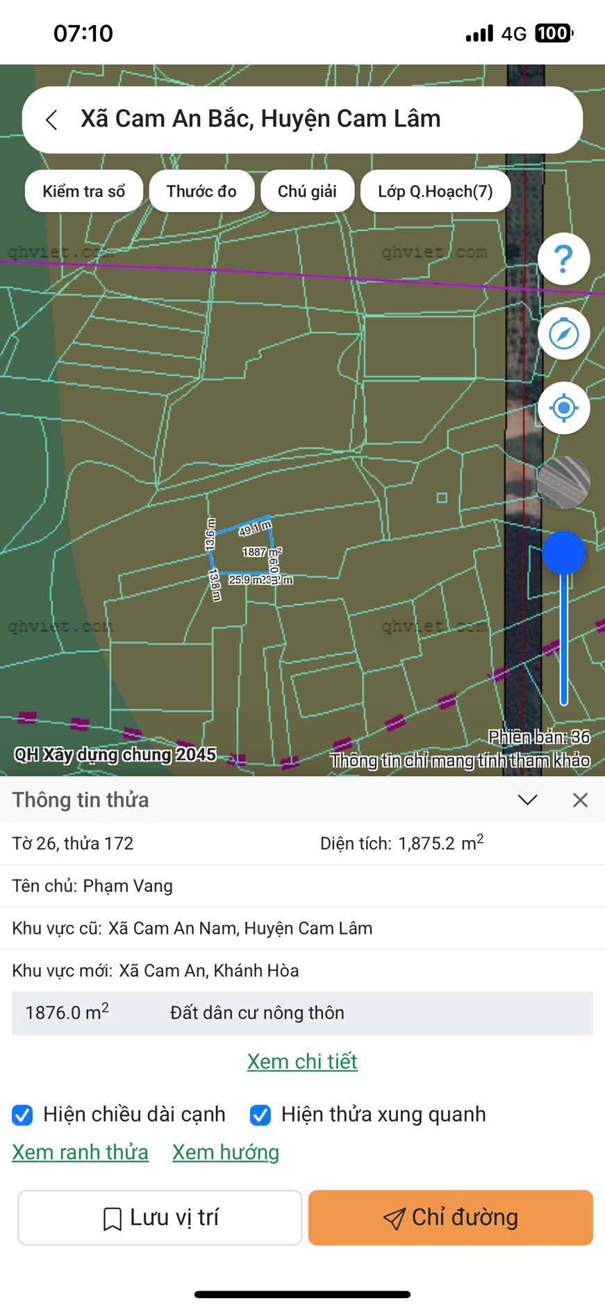 Bán Đất 1875m² giá 787 triệu tại Xã Cam An Khánh Hòa