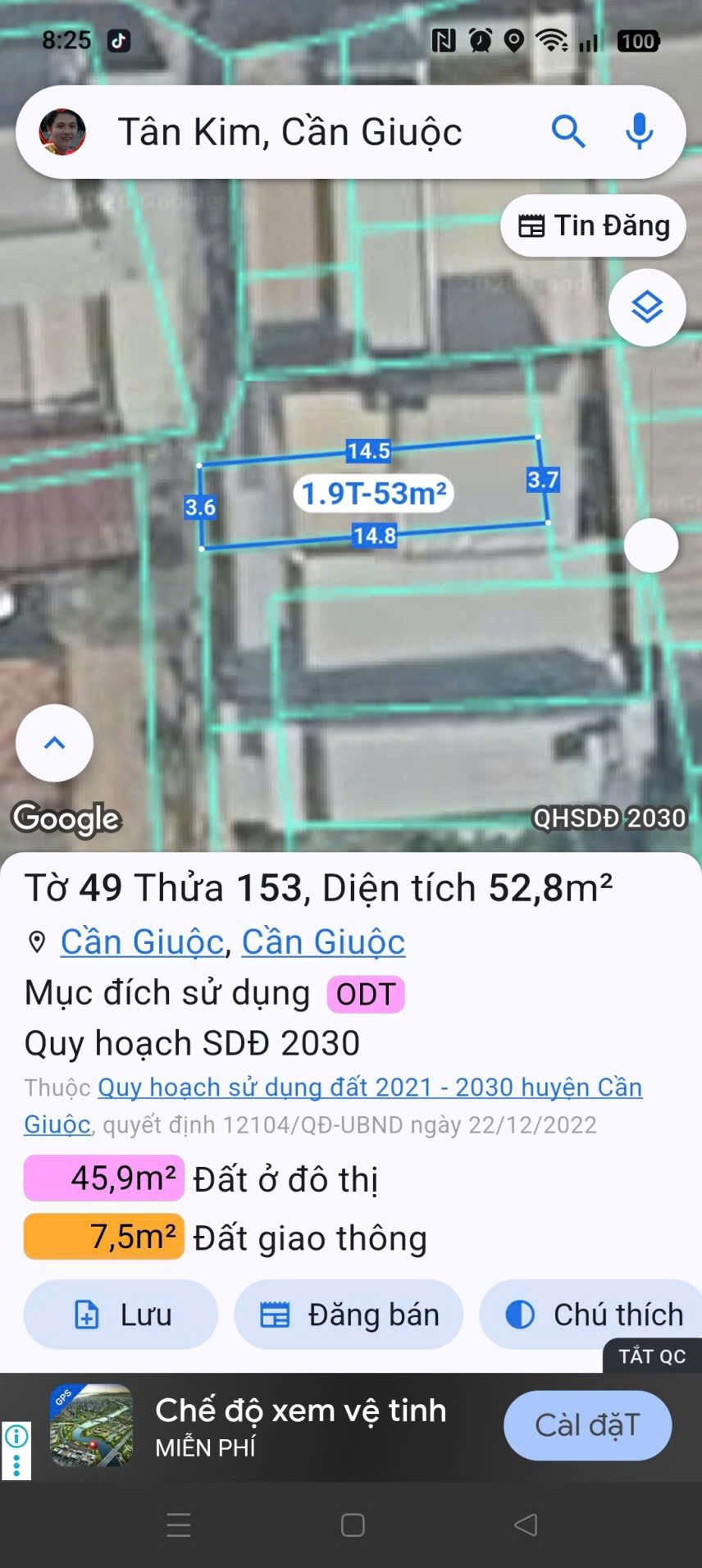 Bán nhà 52.8m² có sẵn 52,8mm² thổ cư ngang 3,6m giá 1.9 tỷ tại Xã Cần Giuộc