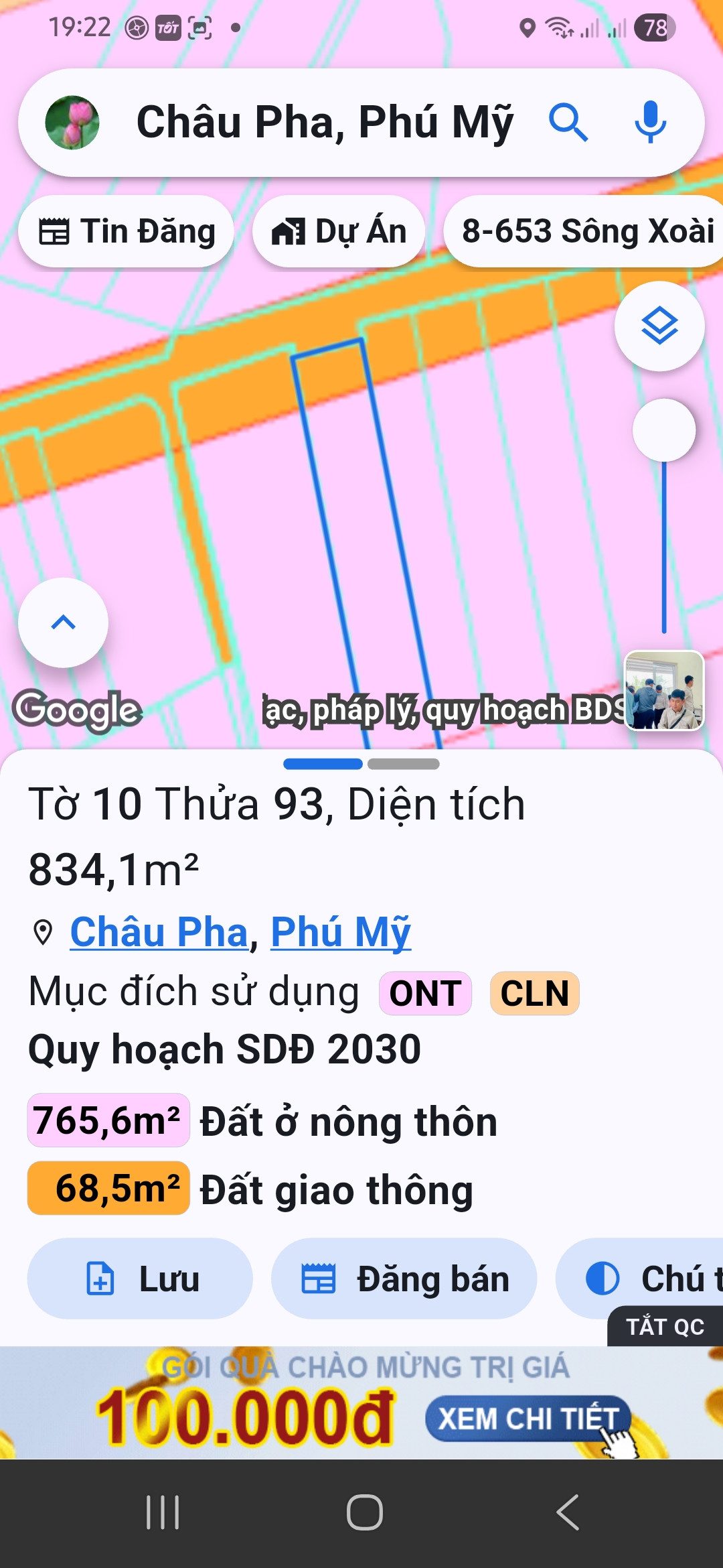 Bán đất có nhà đẹp gần chợ tóc tiên 
Có 120m thổ cư. 10 ×86