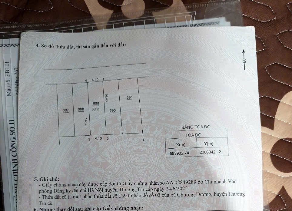 Bán đất 58,9m² full thổ cư ngang 4,1m giá 4.99 tỷ tại Xã Chương Dương