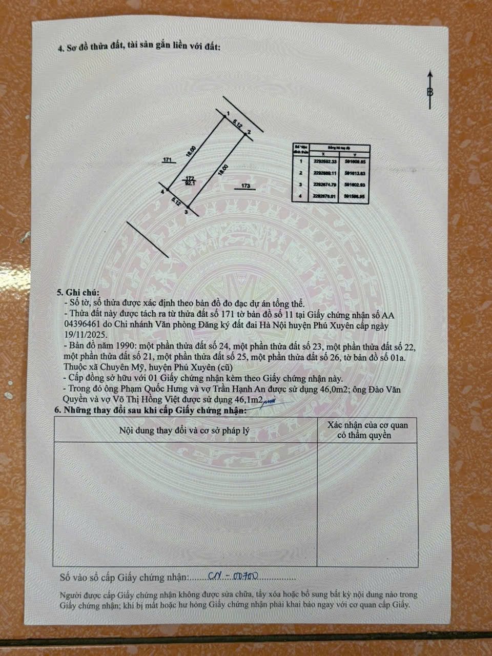 Bán đất 92,1m² full thổ cư ngang 5,12m giá 3 tỷ tại Xã Chuyên Mỹ