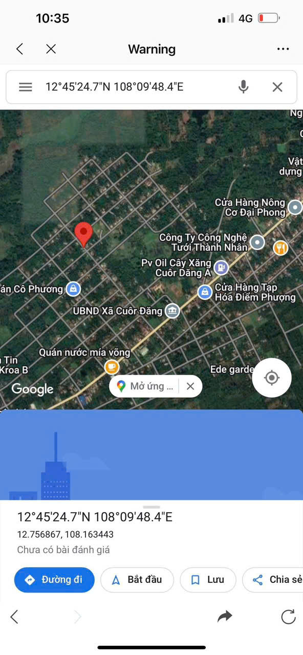 Bán đất 180m² có sẵn 60m² thổ cư ngang 5m giá 880 triệu tại Xã Cuôr Đăng