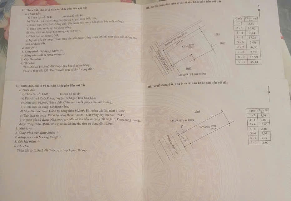4 lô liền kề Góc 2 mặt tiền 20x35m 770m2 thổ cư 80m2 bán 1tỷ489tr
