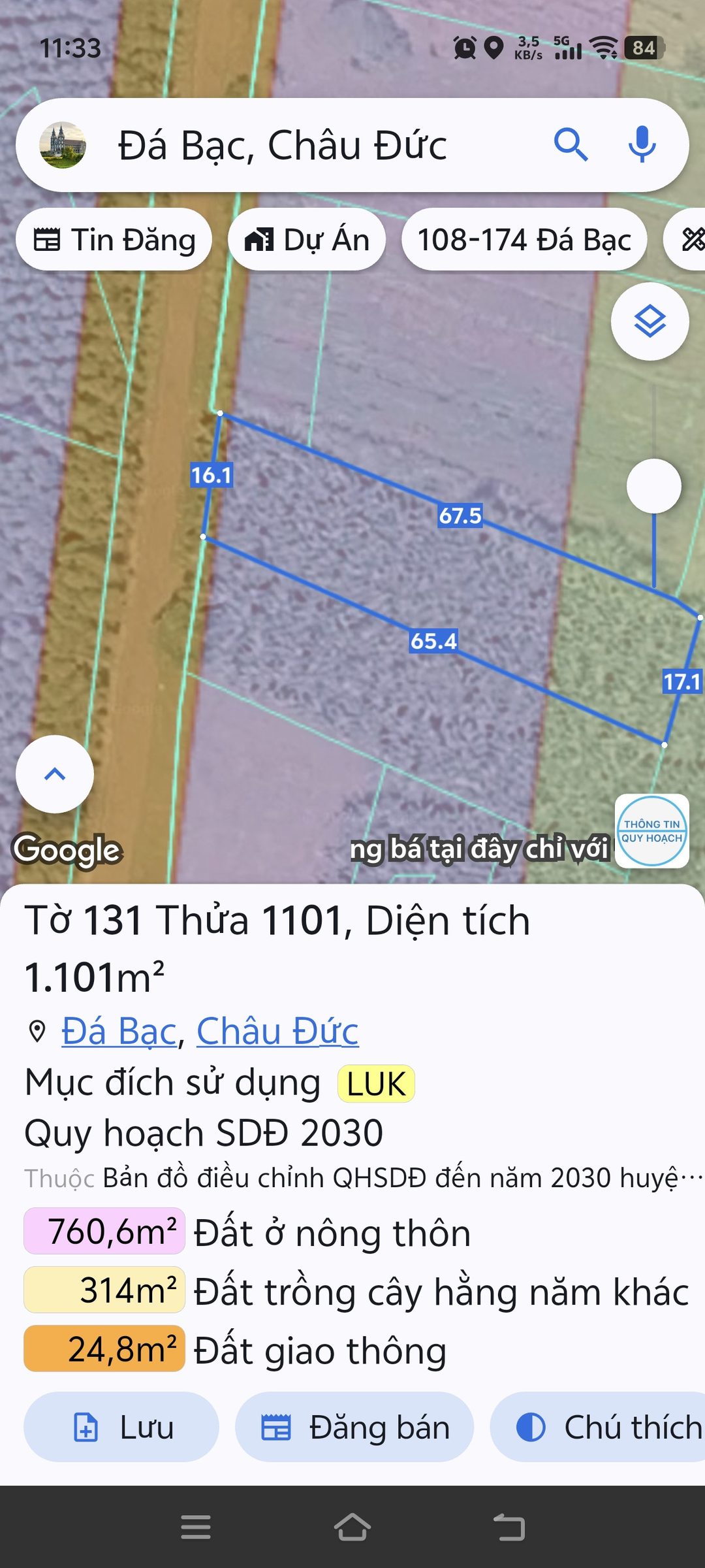 1100m2 16m mặt tiền có 80 thổ cư Phước An