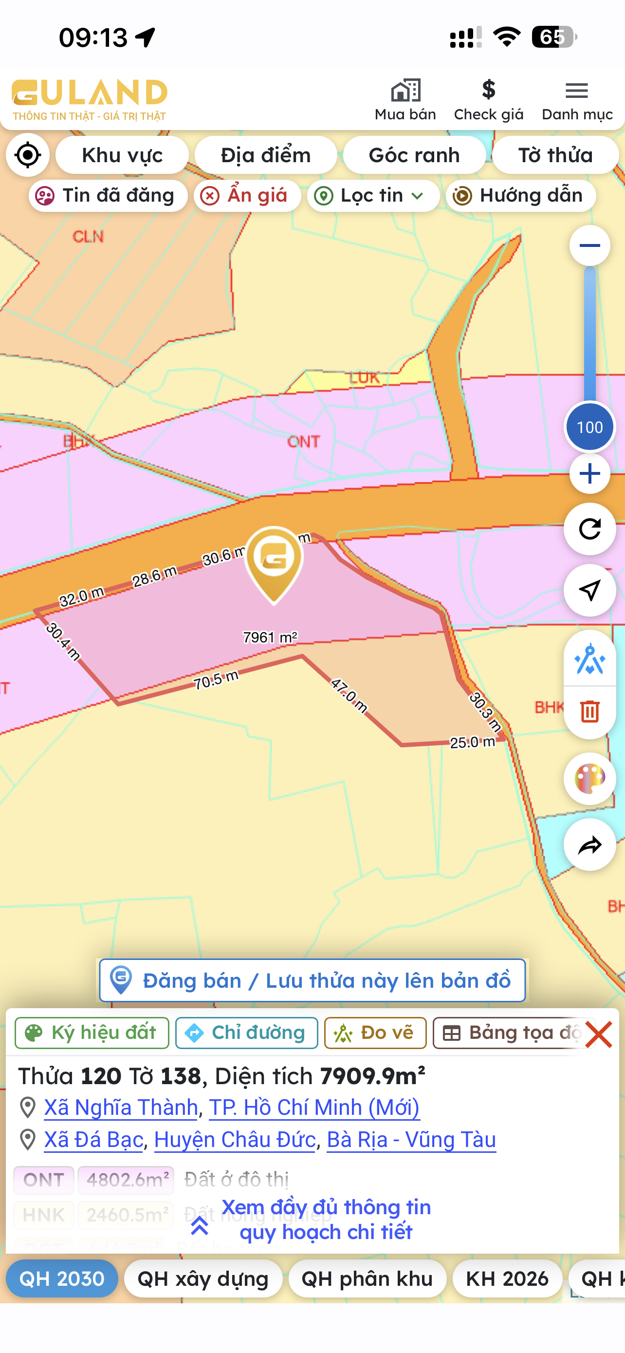 Xã Nghĩa Thành - tp Hồ Chí Minh. S: 7.910 m2 . Hơn 220m mặt tiền đường nhựa
