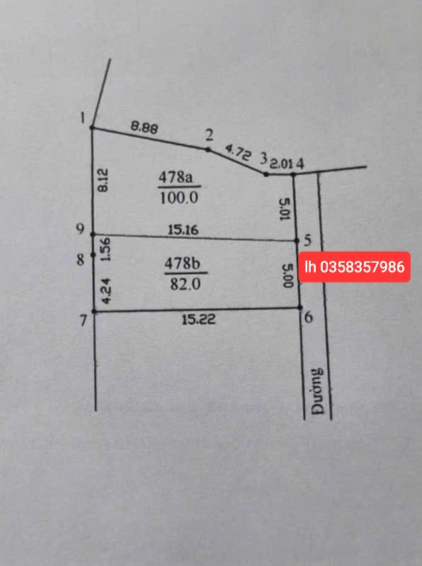 Bán đất 100m² ngang 8.12m giá 1.1 tỷ Xã Đa Phúc
