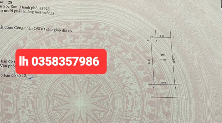Bán đất 110m² ngang 6.68m giá 2.64 tỷ Xã Đa Phúc