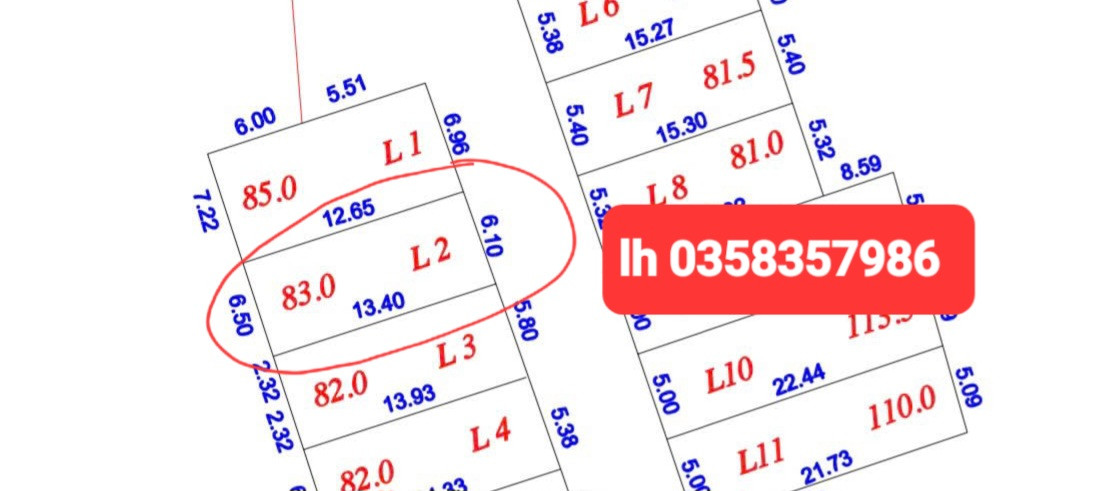 Bán đất 83m² ngang 6.5m giá 1.38 tỷ Xã Đa Phúc
