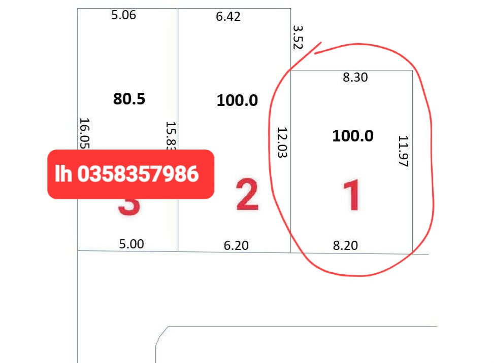 Bán đất 100m² full thổ cư ngang 8.3m giá 1.5 tỷ tại Xã Đa Phúc
