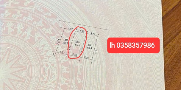 Bán đất 60m² full thổ cư ngang 5.25m giá 1.85 tỷ tại Xã Đa Phúc